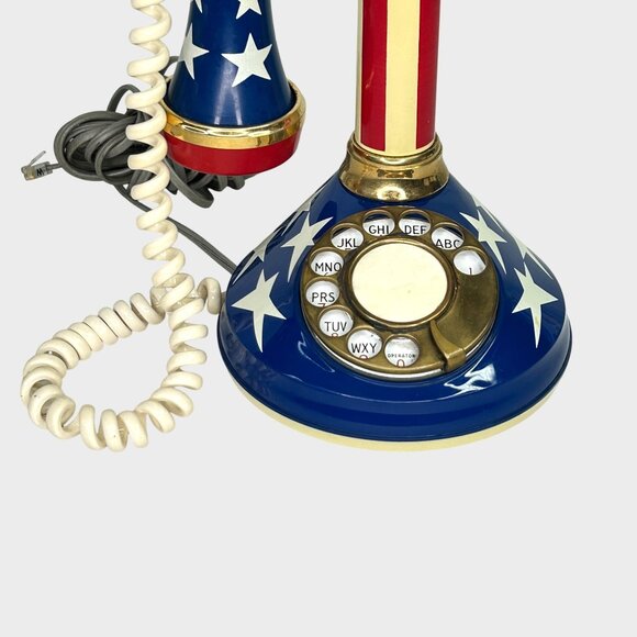 Vintage Deco-Tel Candlestick Telephone Patriotic Stars & Stripes 1973 - Picture 8 of 15
